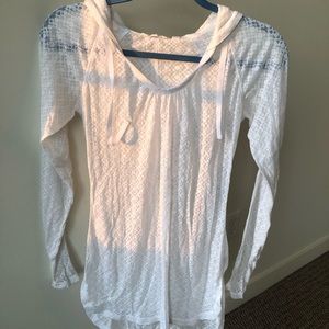 Athleta sheer white patterned hoodie/coverup